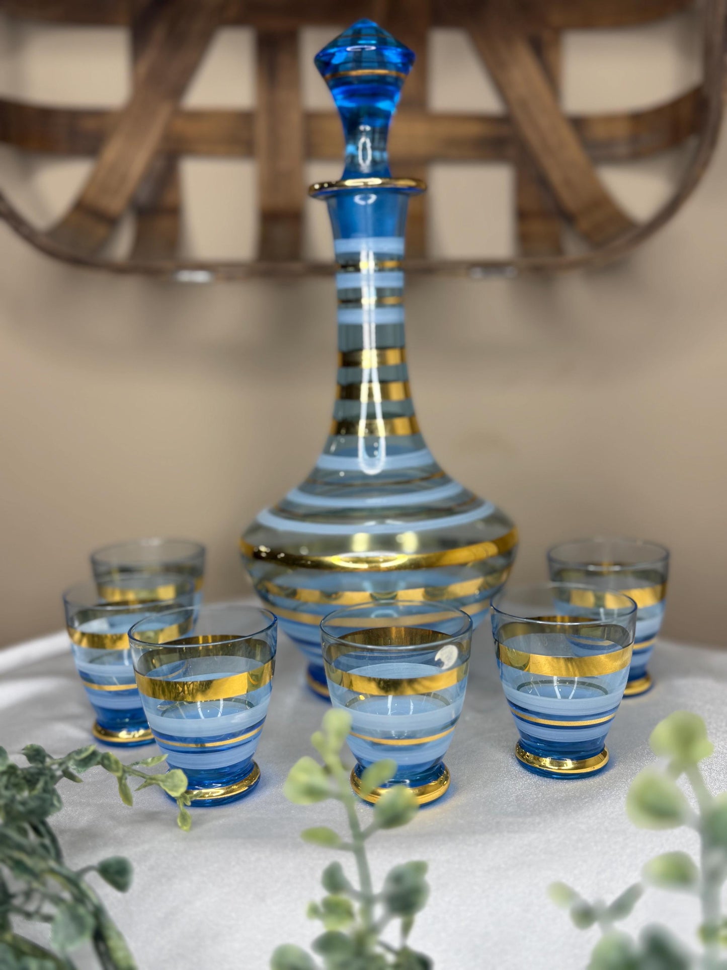 1950s Hungarian Art Glass Decanter Set