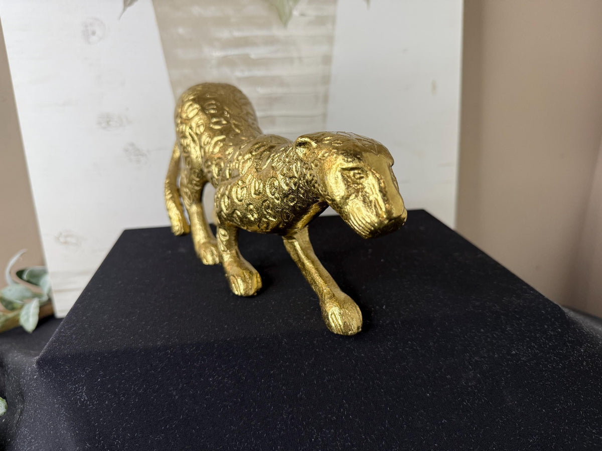 Brass cast Leopard "On the Prowl" Sculpture: 12" Figure