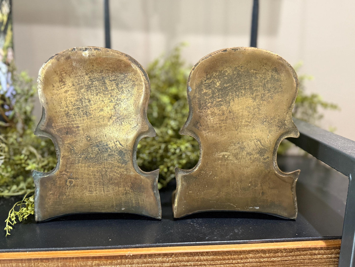Stunning brass and copper violin bookends
