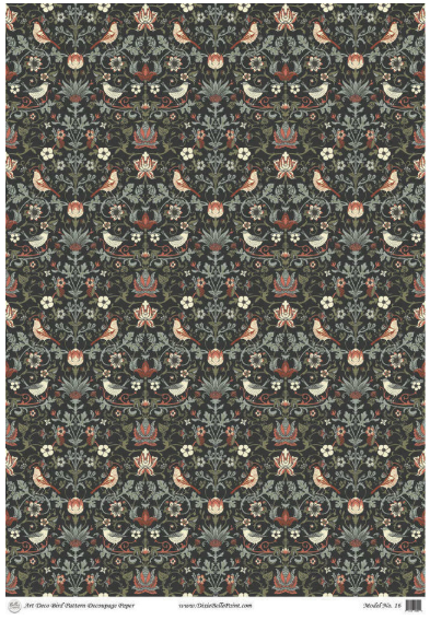 Art Deco Bird Pattern - A1 Rice Decoupage Paper