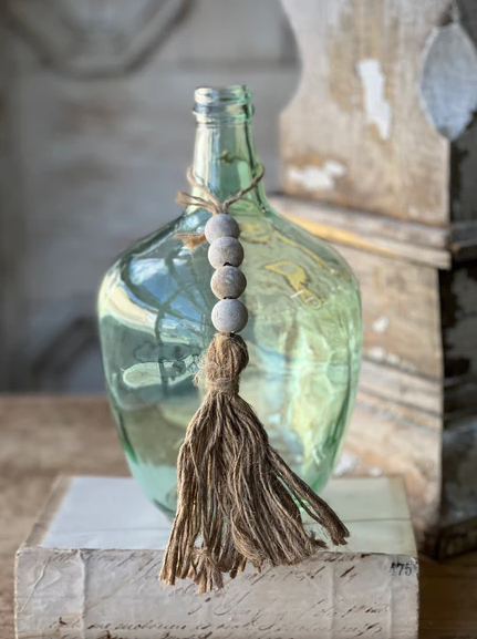 Tassel Tied Ornament | White Wash