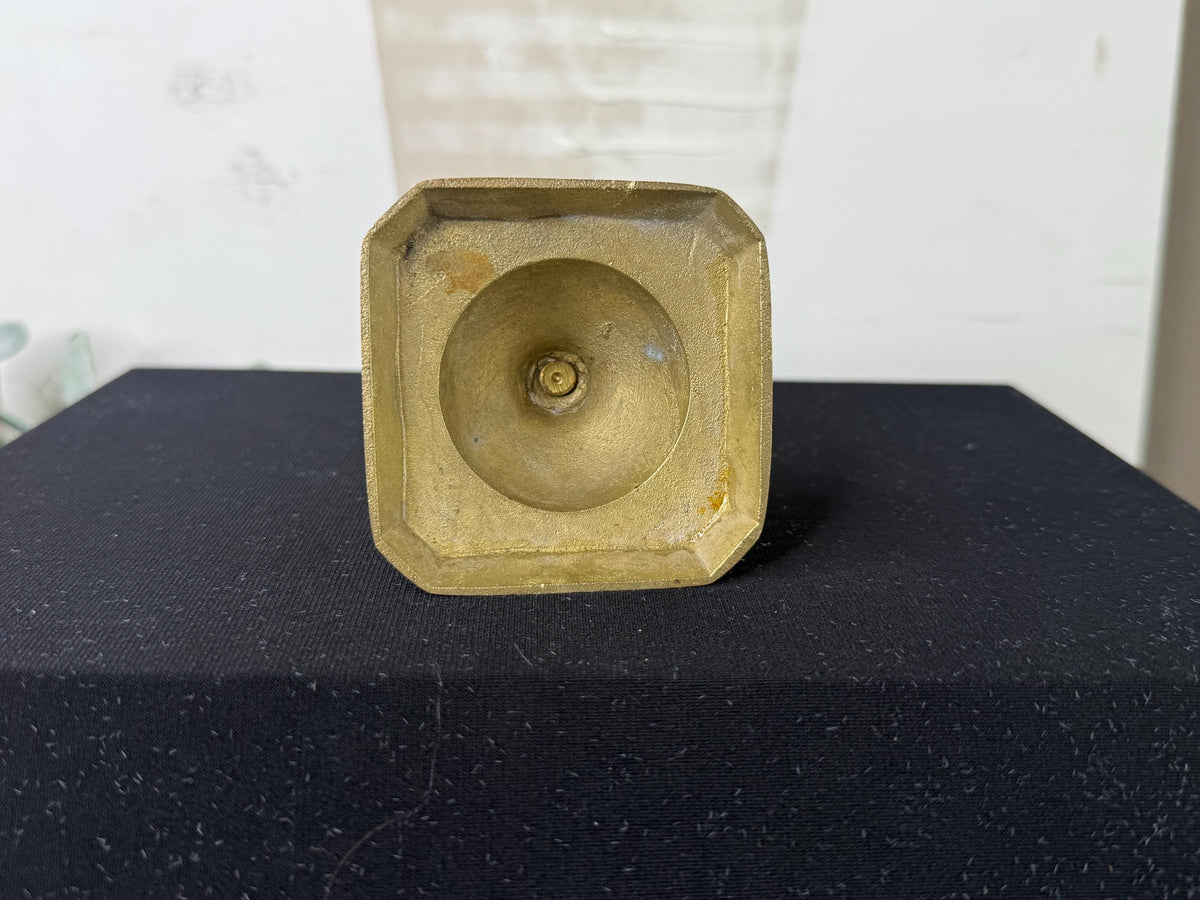 Brass Candle Holder - Modern Geometric Design - 3.5" Tall