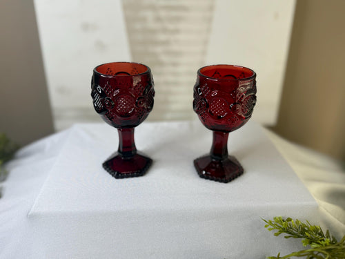Avon Cape Cod 1876 Ruby Red pair of goblets