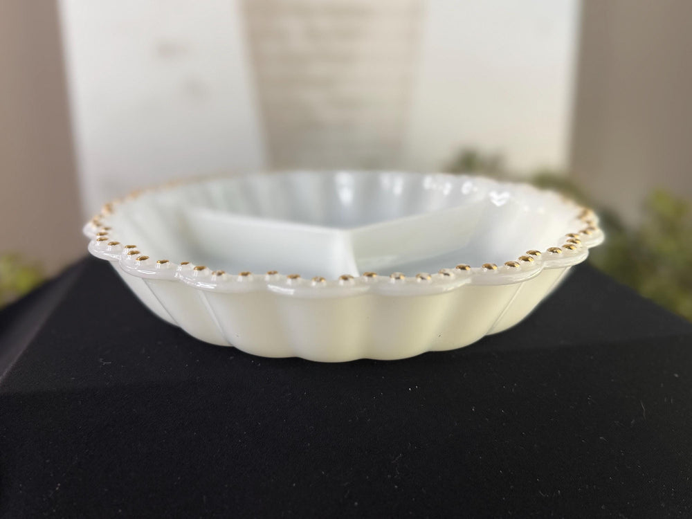 Vintage Anchor Hocking forming milk glass divided relish tray