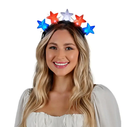 Light Up RWB Patriotic Five Stars Headband