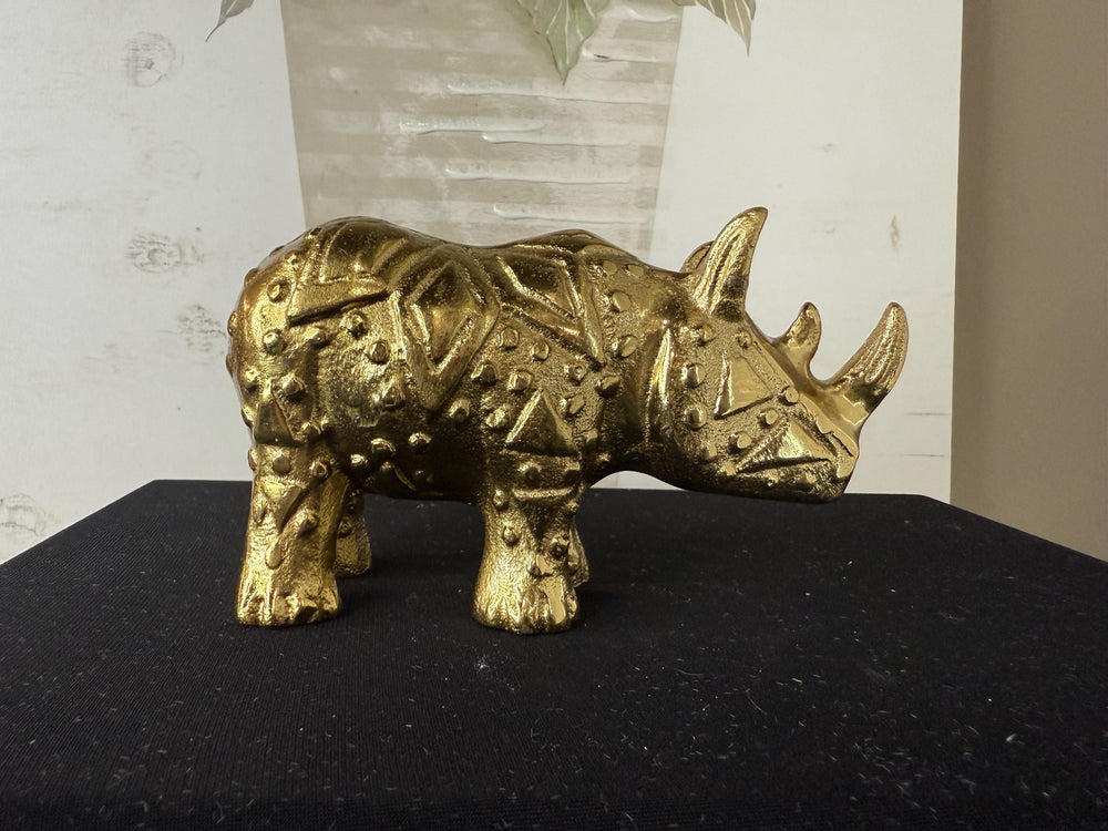 Brass MCM Rhino Cast Figure Sculpture 6" Long