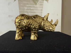 Brass MCM Rhino Cast Figure Sculpture 6" Long
