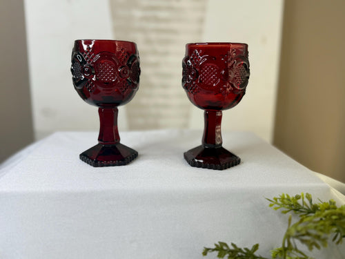 Avon Cape Cod 1876 Ruby Red pair of goblets