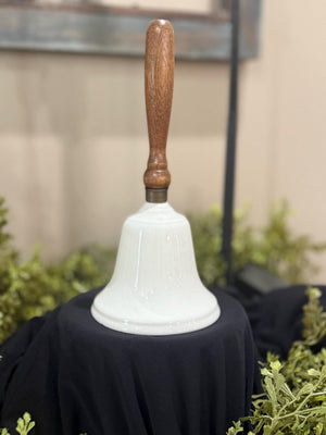 Vintage ceramic  bell with wood handle