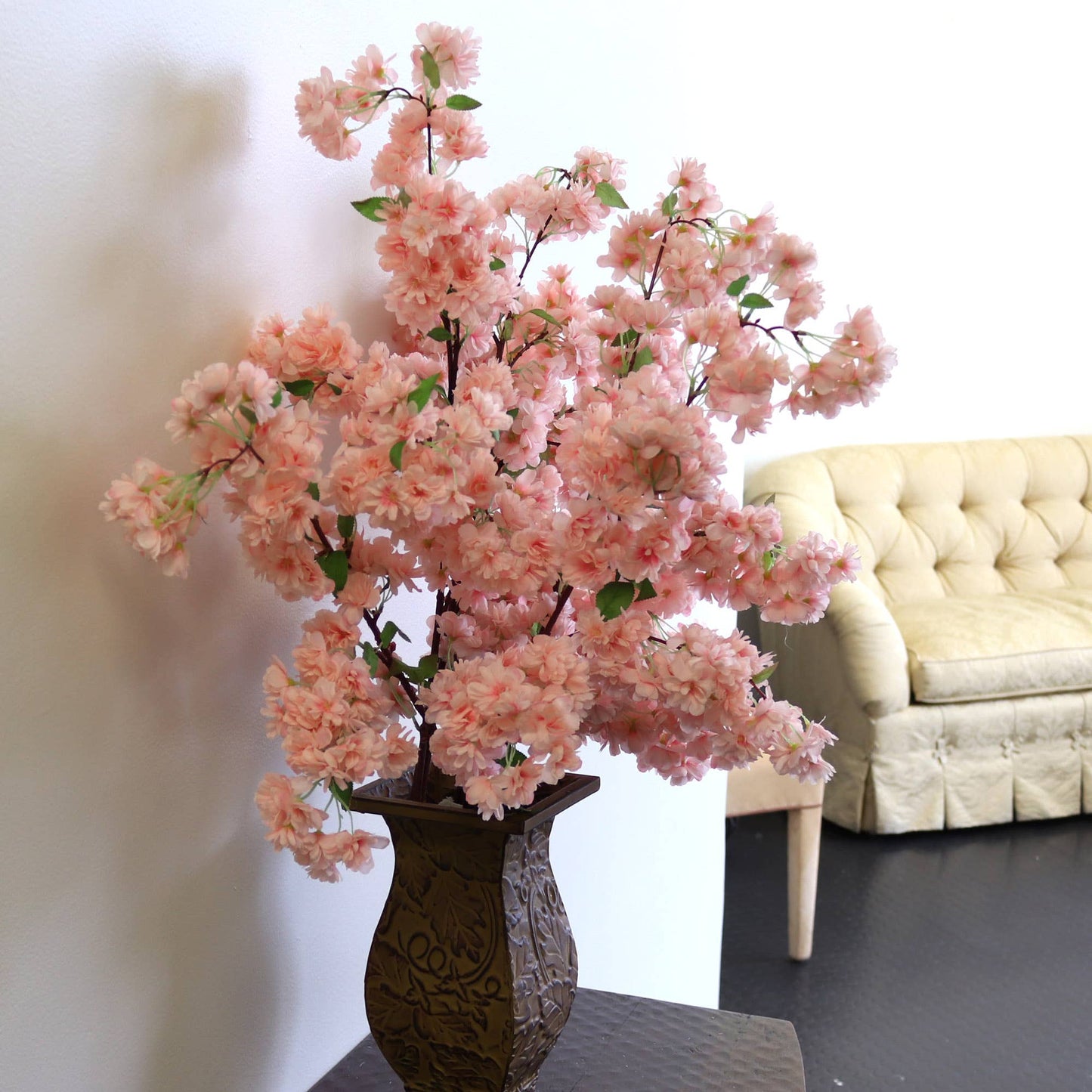 3-Pack: Soft Pink 40" Cherry Blossom Stem With Silk Flowers