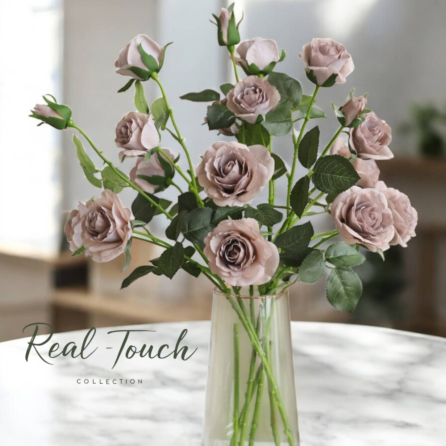 29"-Real Touch Artificial Rose Stem-6 blooms
