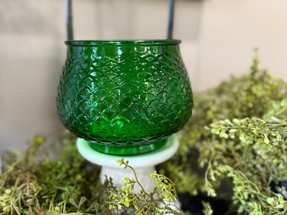 Vintage EO Brody emerald fish scale bowl