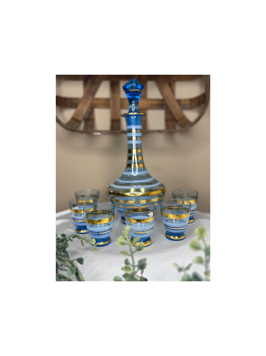 1950s Hungarian Art Glass Decanter Set