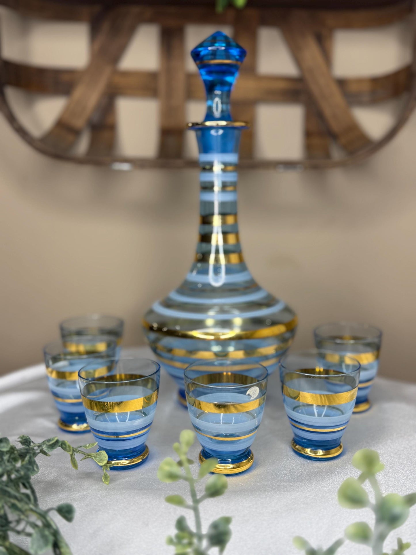 1950s Hungarian Art Glass Decanter Set