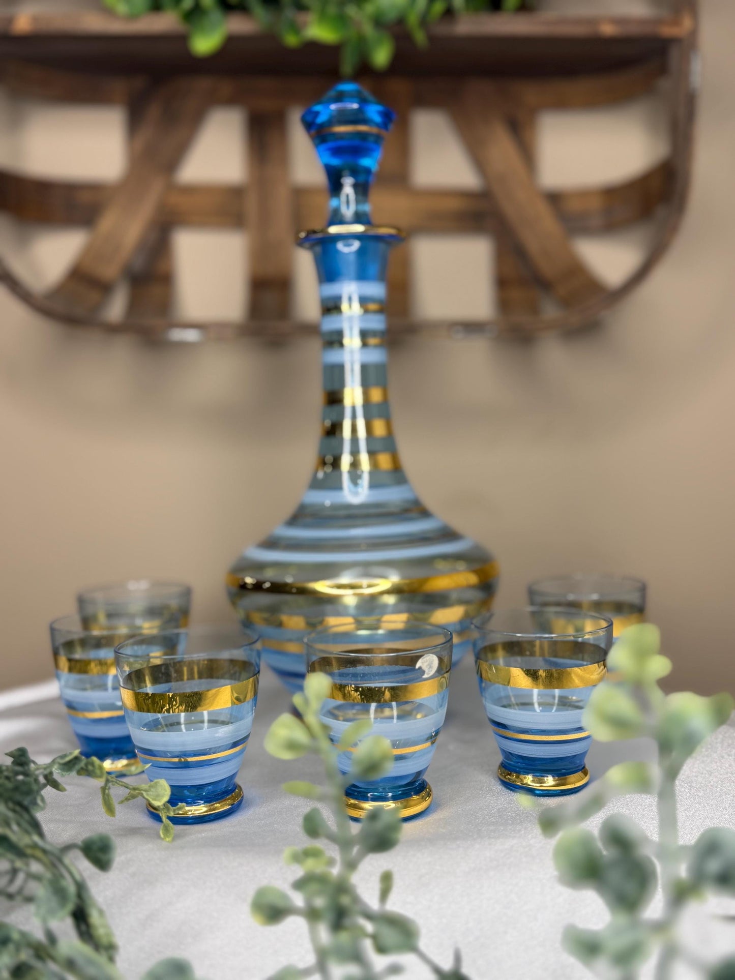 1950s Hungarian Art Glass Decanter Set