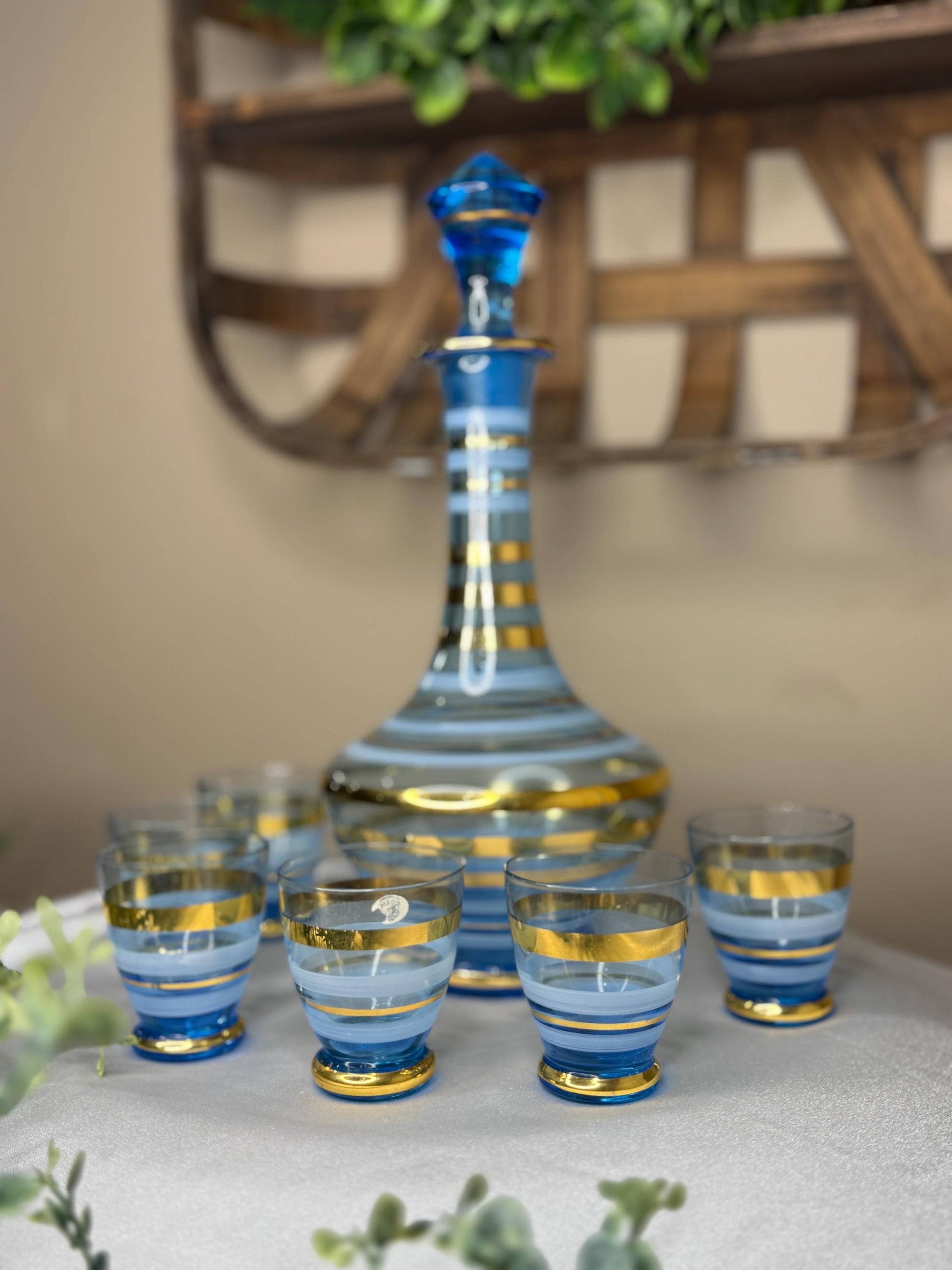 1950s Hungarian Art Glass Decanter Set