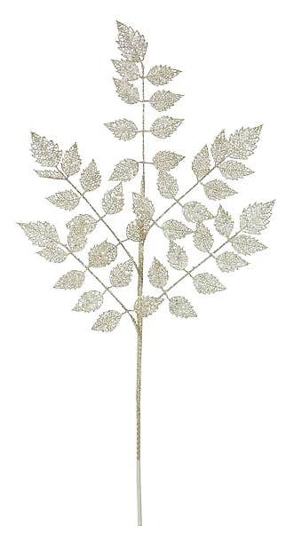 30"L GLITTER ROSE LEAF SPRAY- LIGHT GOLD