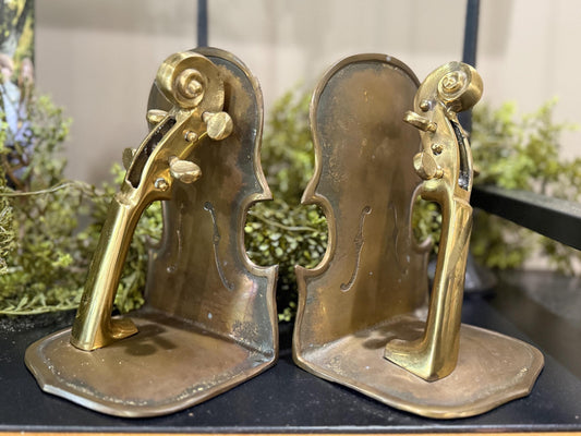 Stunning brass and copper violin bookends