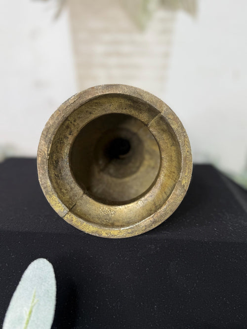 Patina Candle Holder: Metal & Pewter, 9" Tall