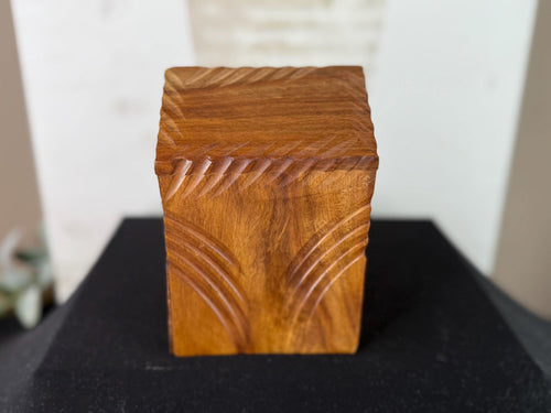 Hand Carved Wooden Money Bank with Brass Letters