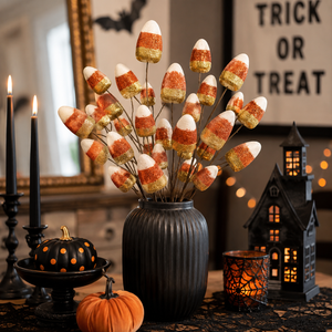 27" Glittered Candy Corn Spray | Halloween Decorative Floral