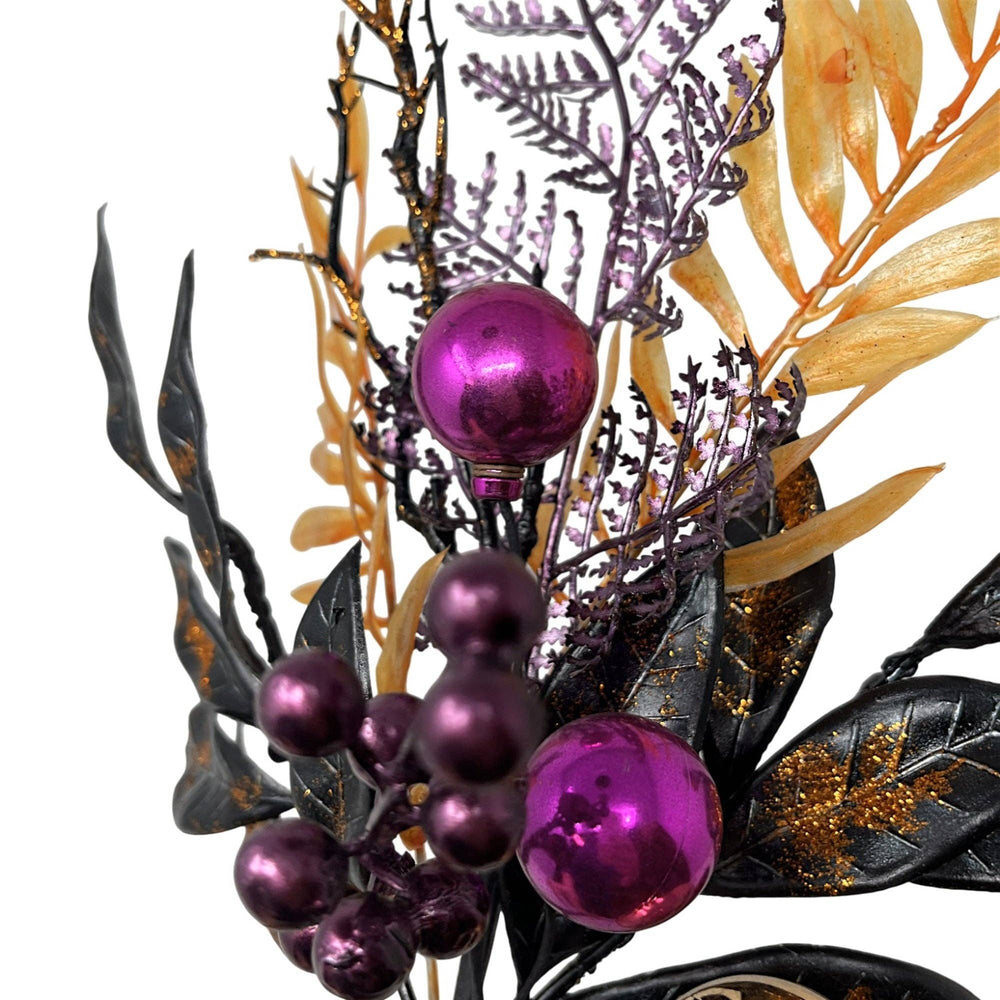 Mixed Metallic/Glitter Halloween Pick | Orange Purple 15.5"