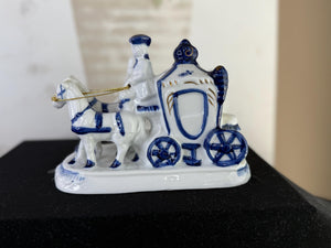 Vintage Porcelain Victorian Horse & Carriage Figurine