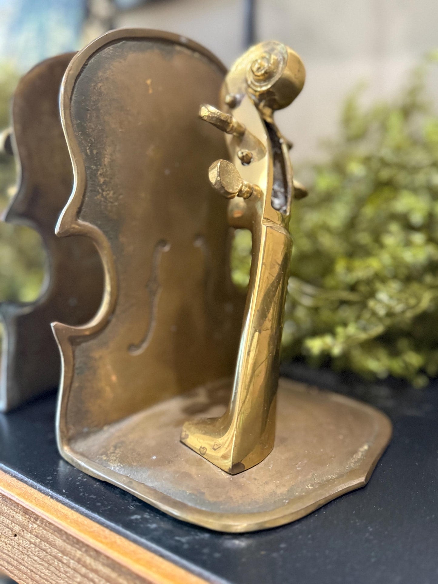 Stunning brass and copper violin bookends