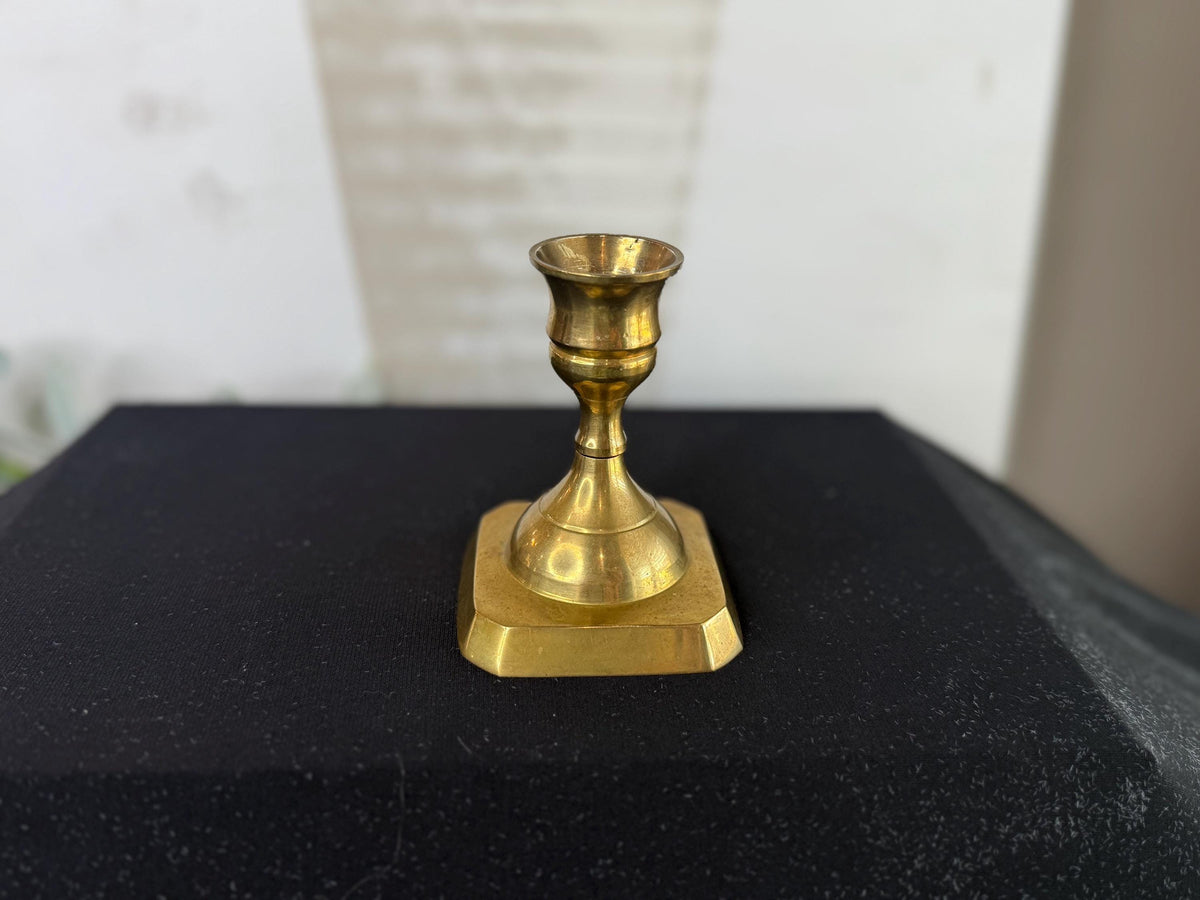 Brass Candle Holder - Modern Geometric Design - 3.5" Tall