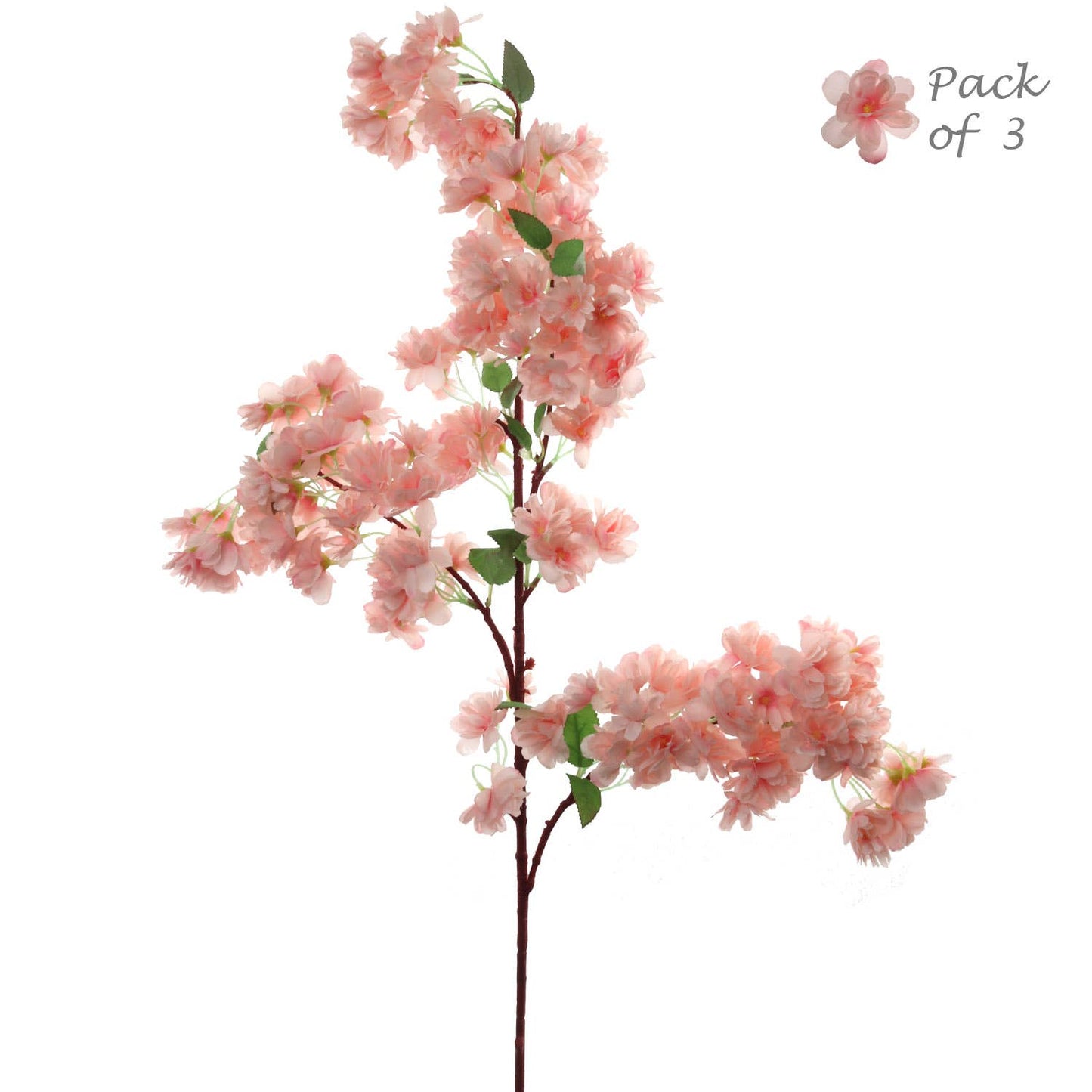 3-Pack: Soft Pink 40" Cherry Blossom Stem With Silk Flowers