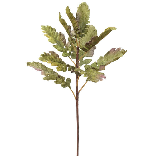 Glittered Oak Leaf Spray Green | 17.5"