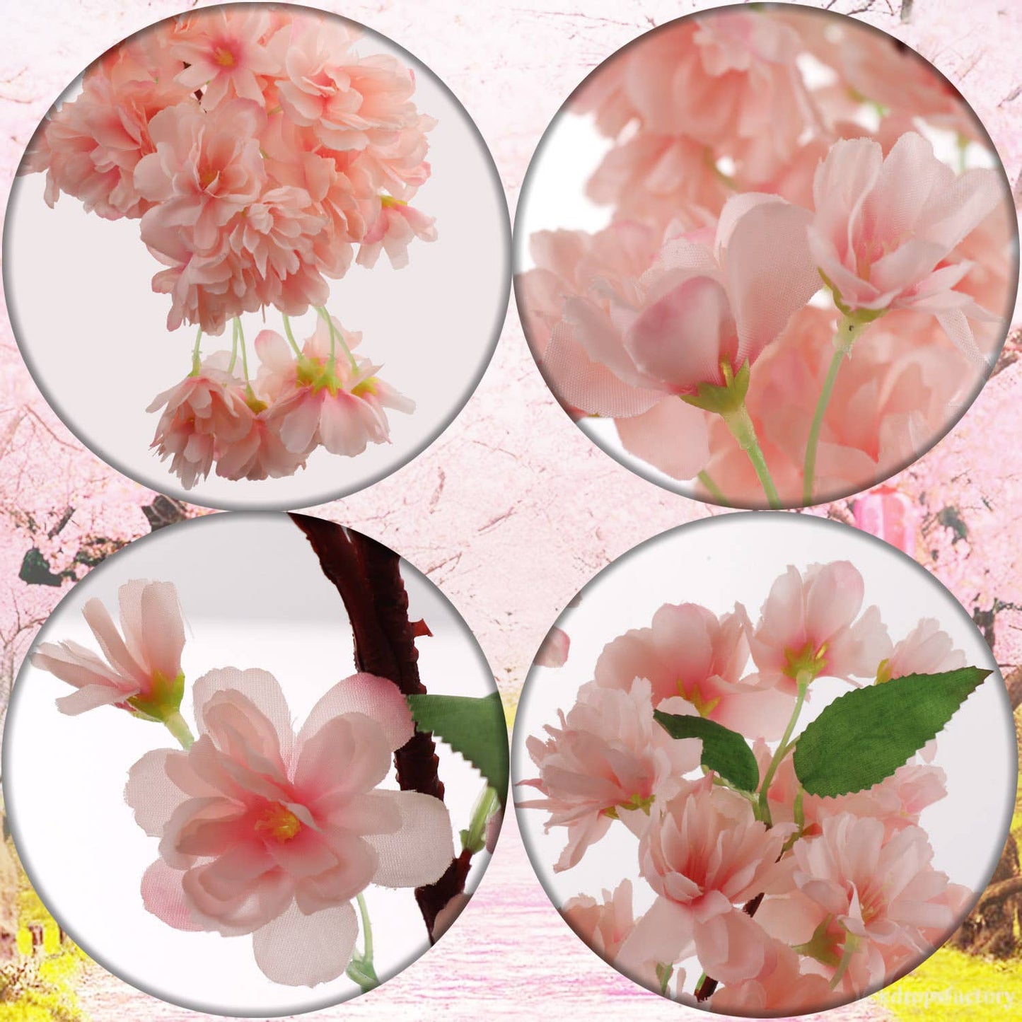 3-Pack: Soft Pink 40" Cherry Blossom Stem With Silk Flowers
