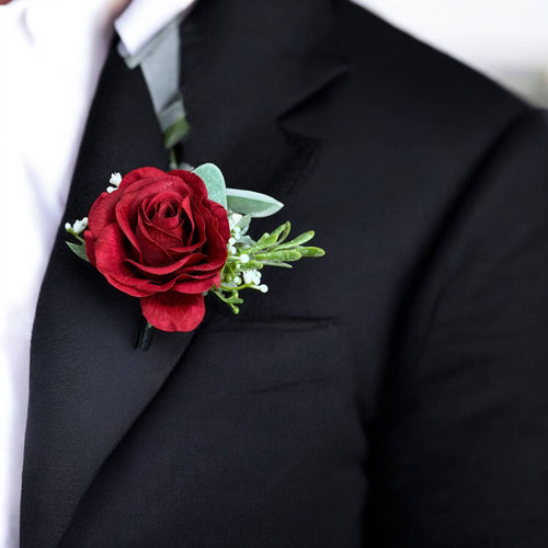 Lifelike Event Boutonniere-Real touch-Pick rose color