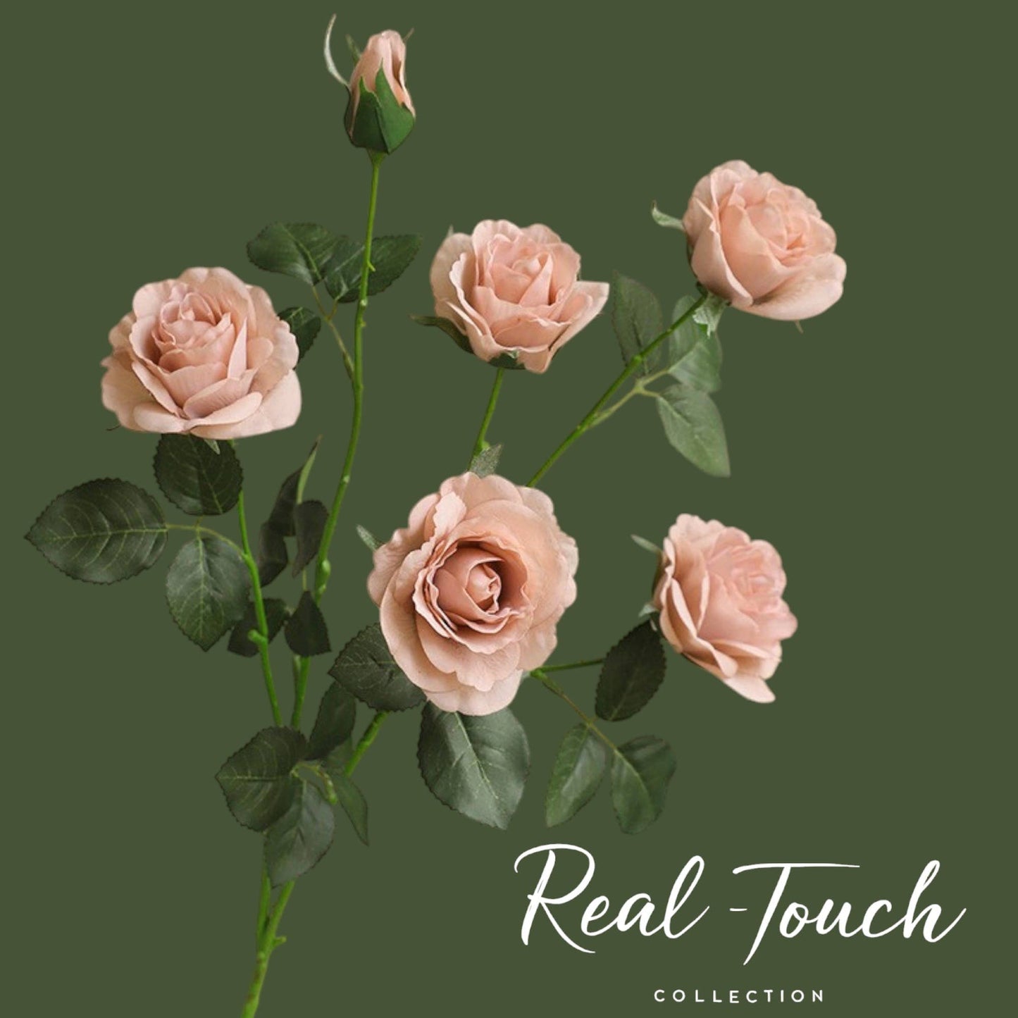 29"-Real Touch Artificial Rose Stem-6 blooms