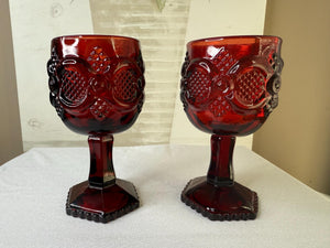 Avon Cape Cod 1876 Ruby Red pair of goblets