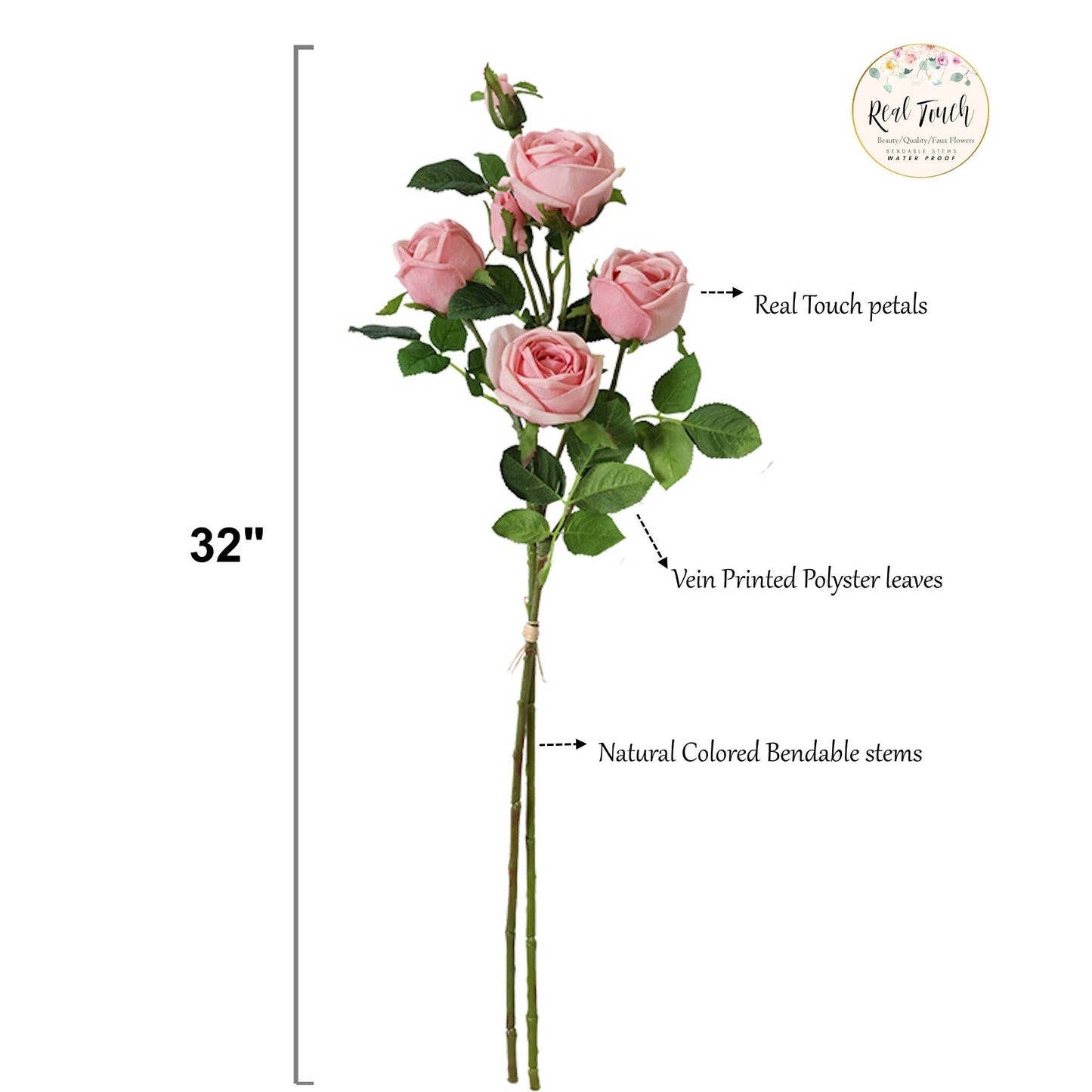 32"Quality Real Touch Roses