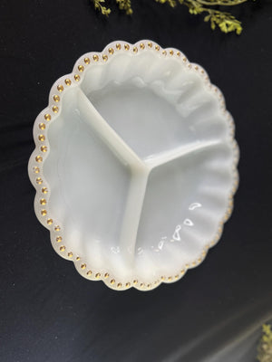 Vintage Anchor Hocking forming milk glass divided relish tray