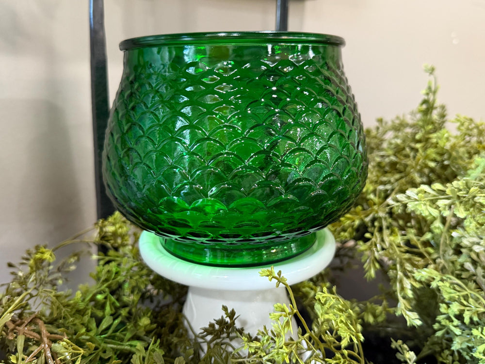 Vintage EO Brody emerald fish scale bowl