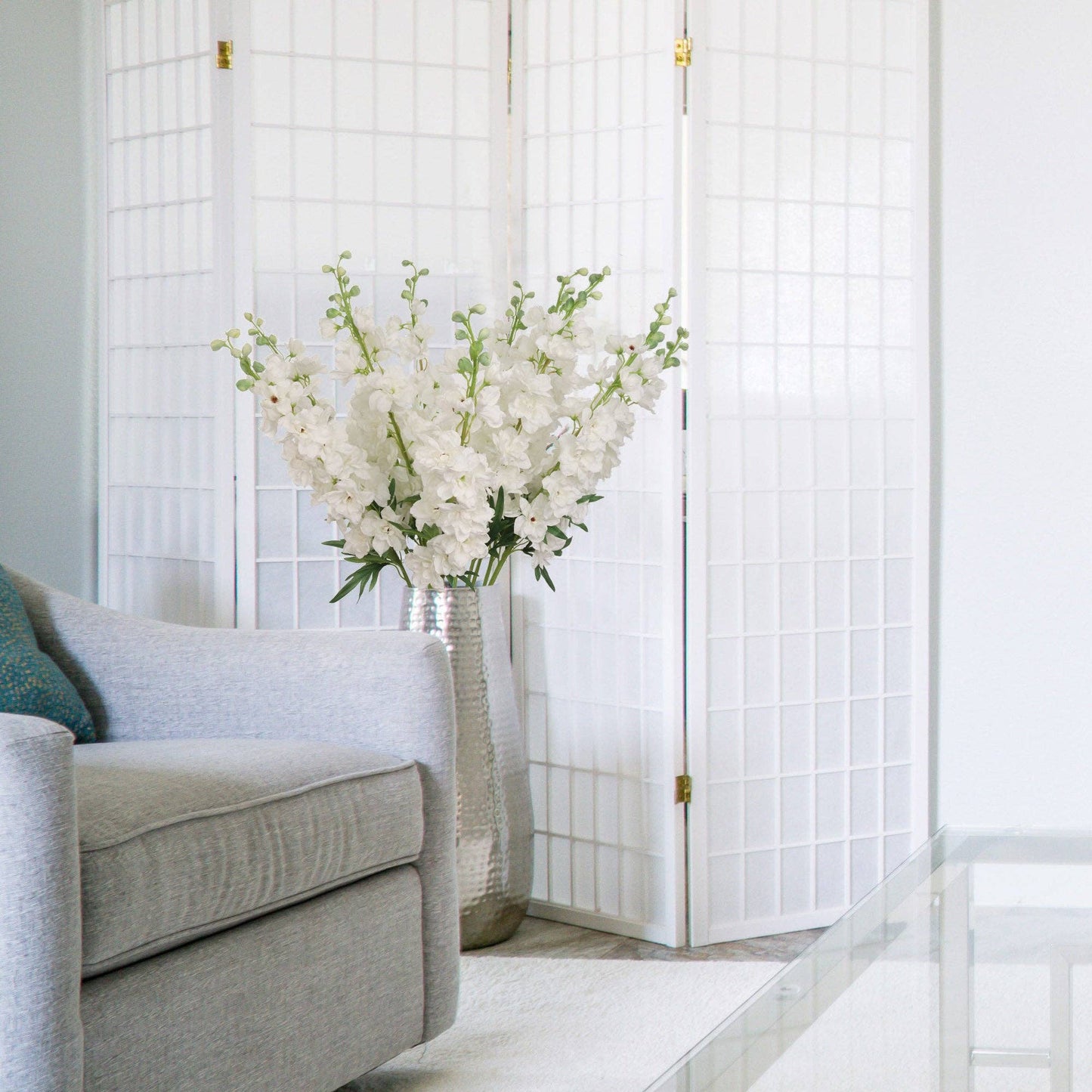 Premium White Delphinium-37" Faux