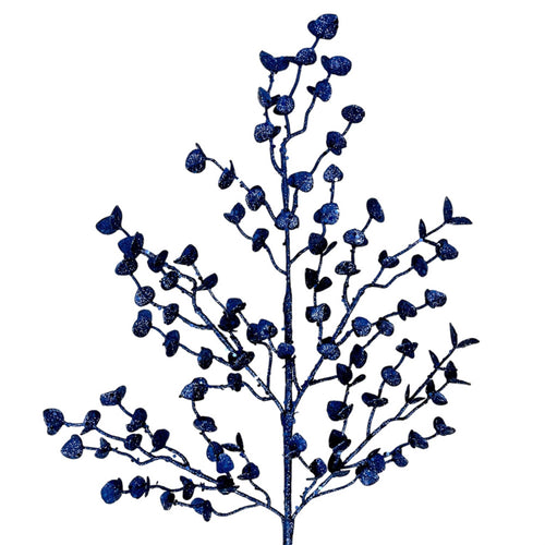 Glittered Button Leaf Spray - 26" - Dark Blue