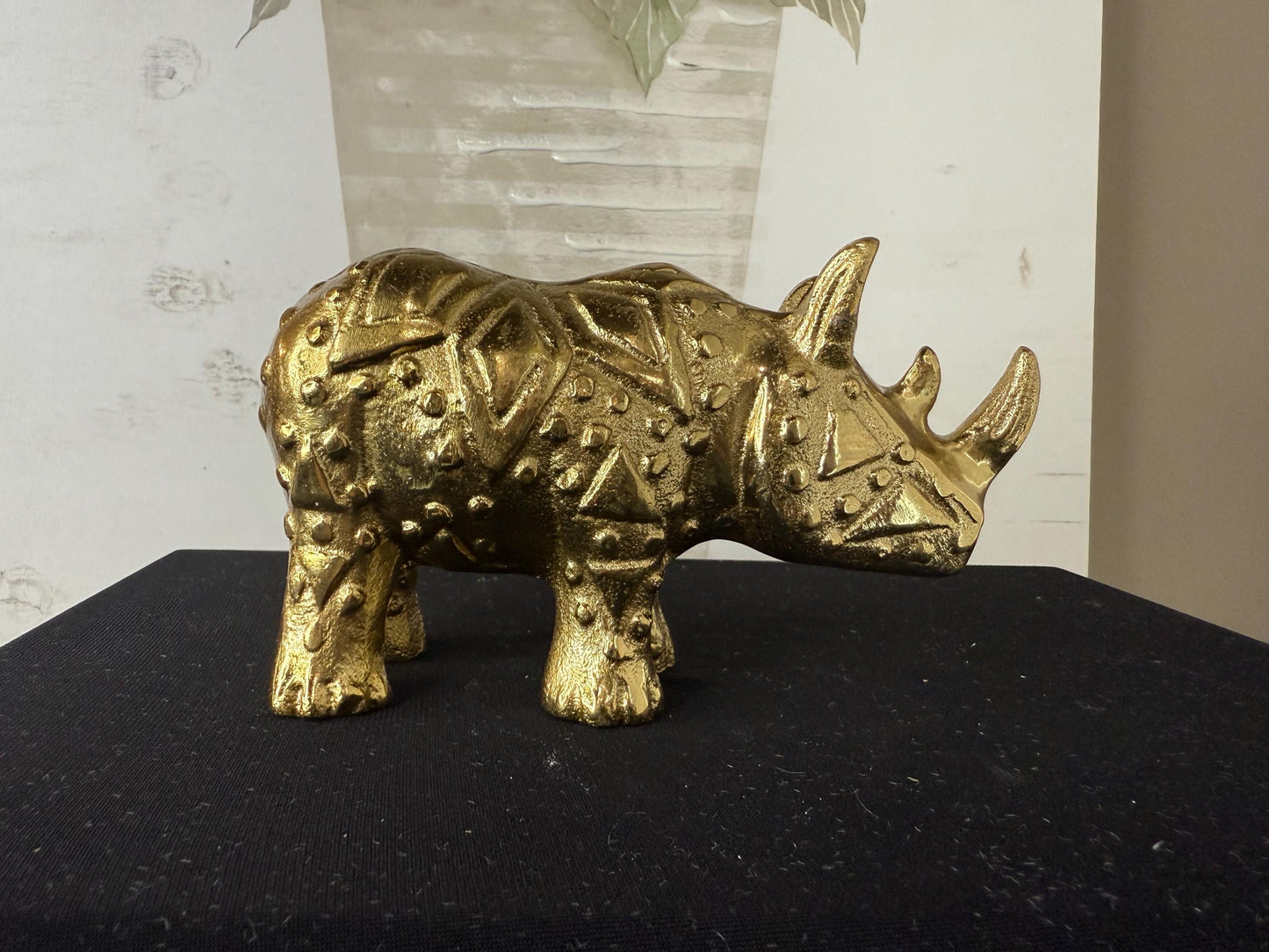 Brass MCM Rhino Cast Figure Sculpture 6" Long