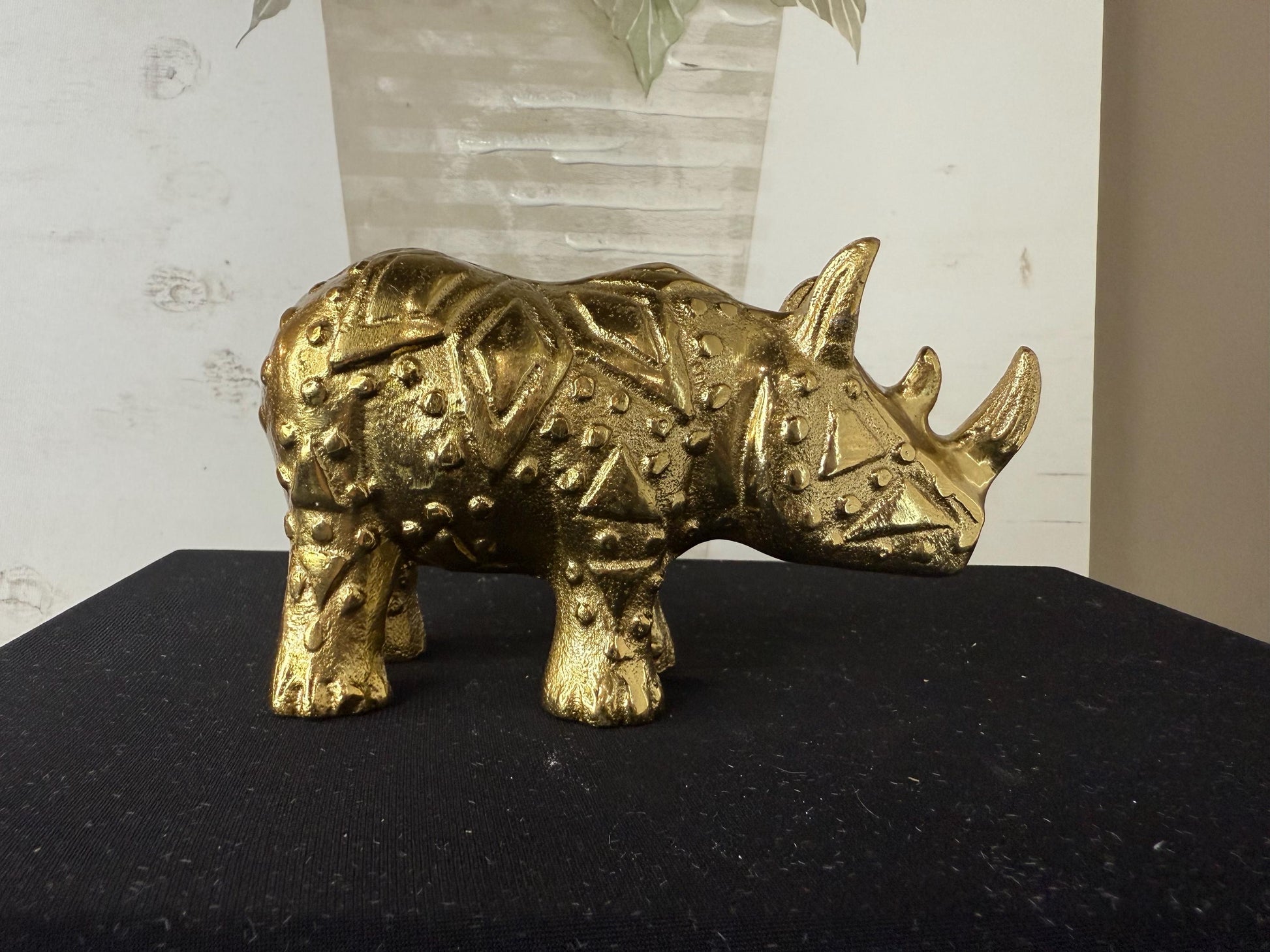 Brass MCM Rhino Cast Figure Sculpture 6" Long