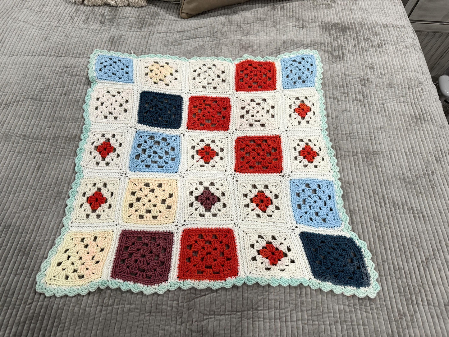 Handmade Crochet Granny Square Afghan
