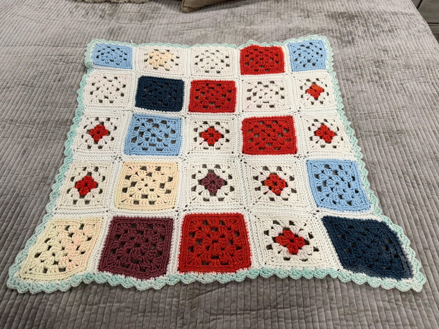 Handmade Crochet Granny Square Afghan