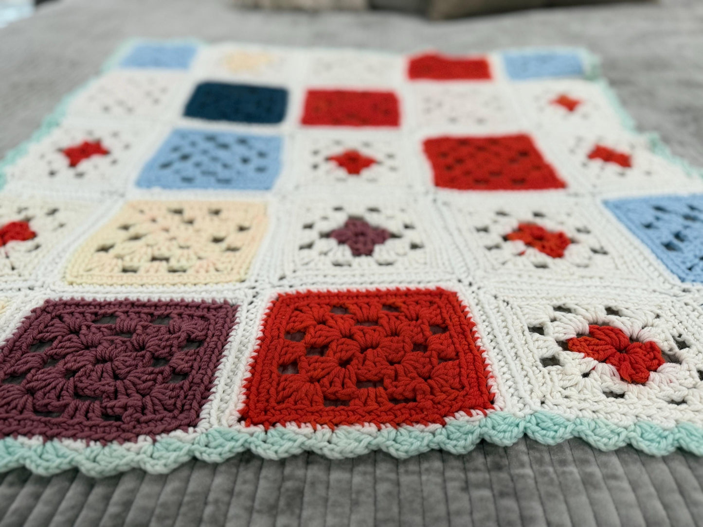 Handmade Crochet Granny Square Afghan