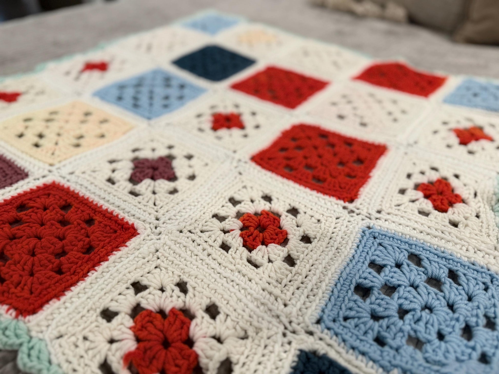 Handmade Crochet Granny Square Afghan