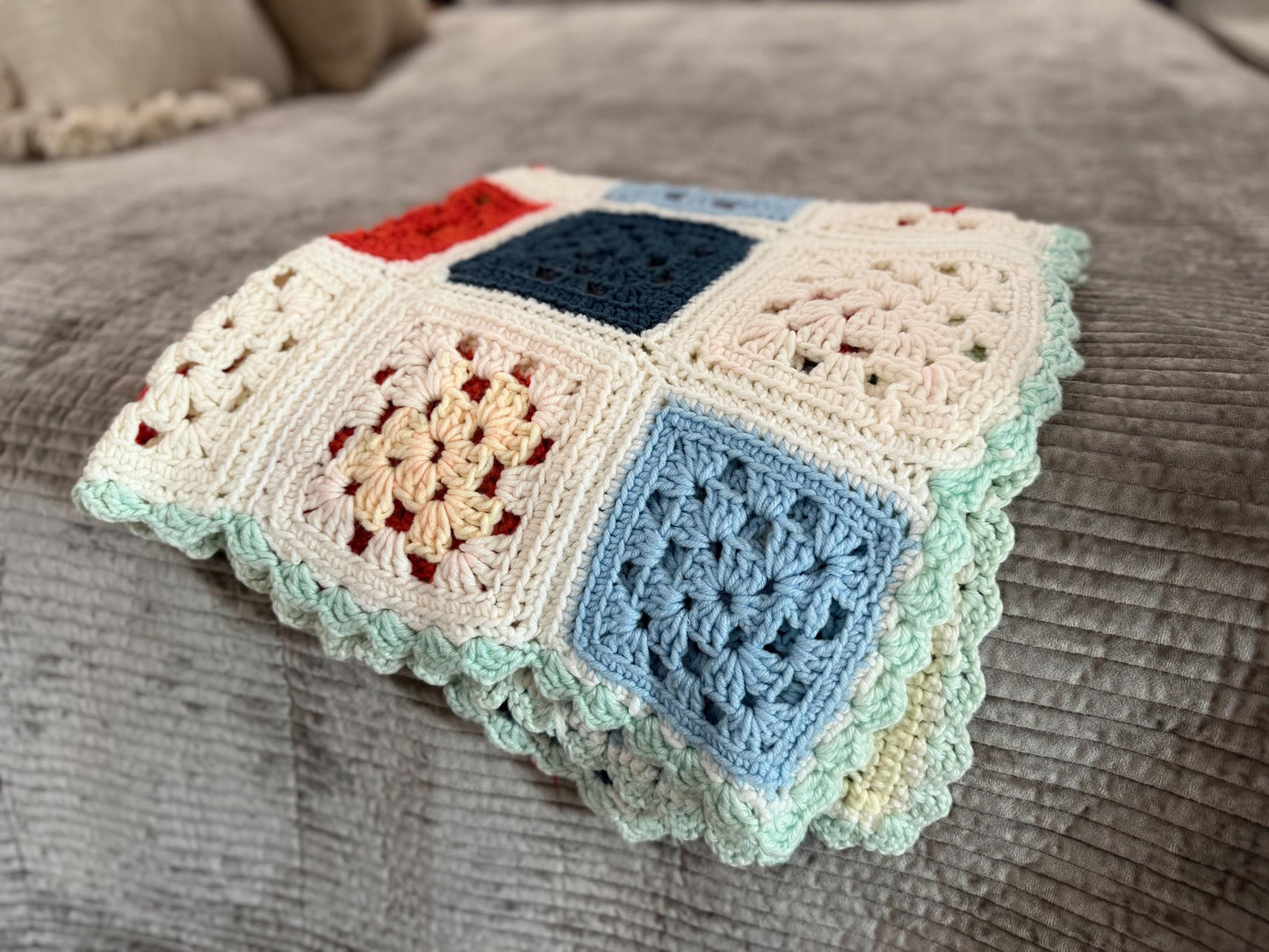 Handmade Crochet Granny Square Afghan