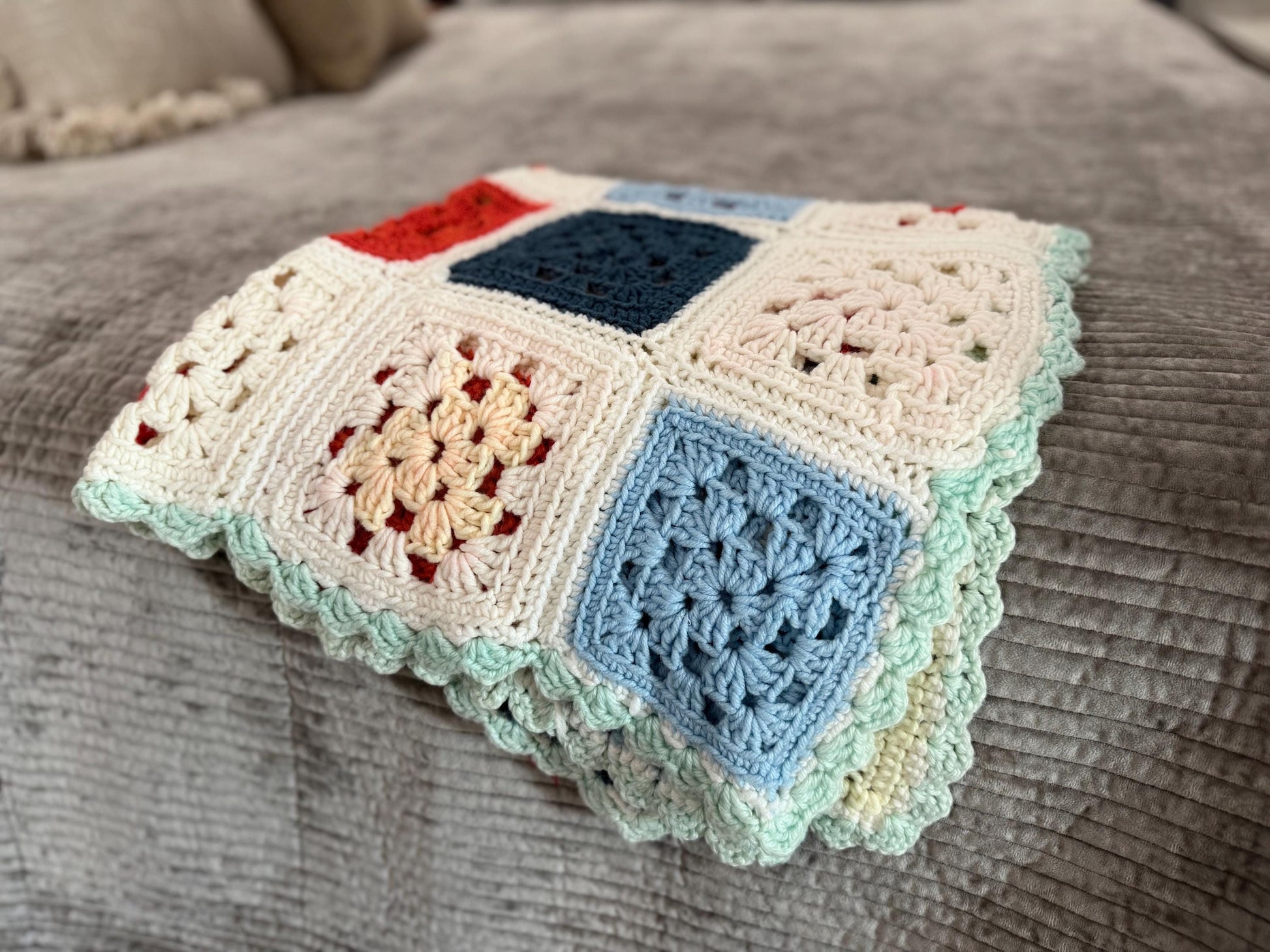 Handmade Crochet Granny Square Afghan