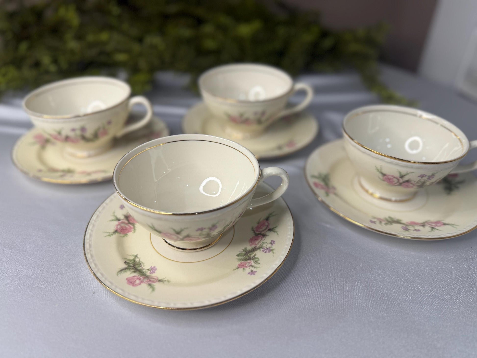 Homer Laughlin eggshell 6 inch saucer and teacup set