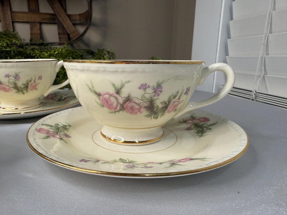 Homer Laughlin eggshell 6 inch saucer and teacup set